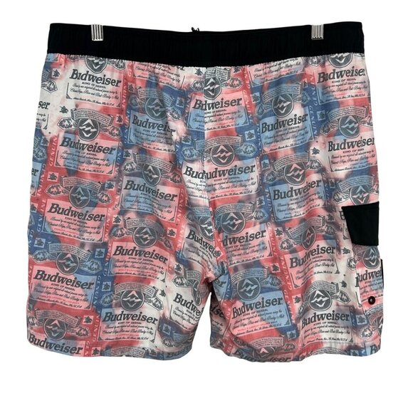 Budweiser Billabong XL Mens Swim Trunks Red/White/Blue with Pocket - Picture 3 of 9